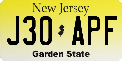 NJ license plate J30APF