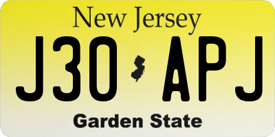 NJ license plate J30APJ