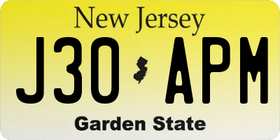 NJ license plate J30APM