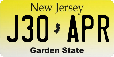 NJ license plate J30APR