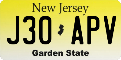 NJ license plate J30APV