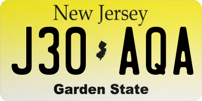 NJ license plate J30AQA
