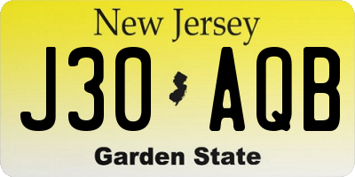 NJ license plate J30AQB