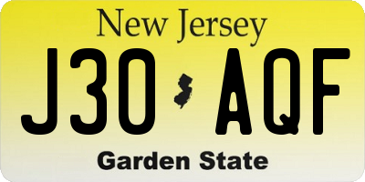 NJ license plate J30AQF