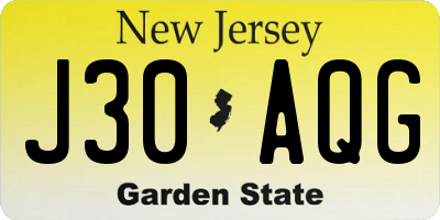 NJ license plate J30AQG