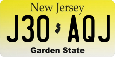 NJ license plate J30AQJ