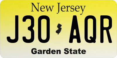 NJ license plate J30AQR