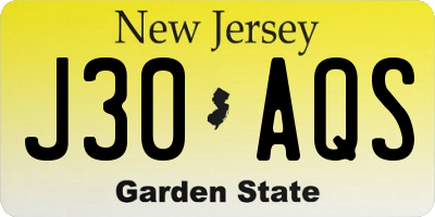 NJ license plate J30AQS