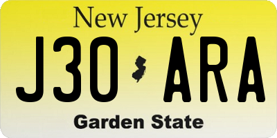 NJ license plate J30ARA
