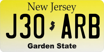 NJ license plate J30ARB