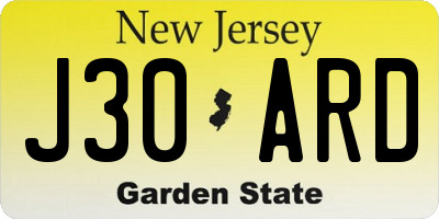 NJ license plate J30ARD