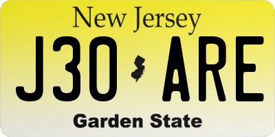 NJ license plate J30ARE