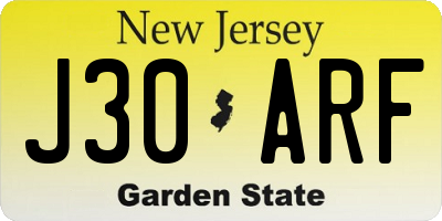 NJ license plate J30ARF