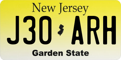 NJ license plate J30ARH
