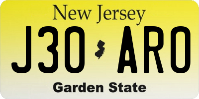 NJ license plate J30ARO