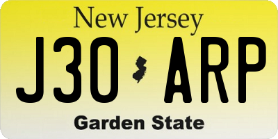 NJ license plate J30ARP