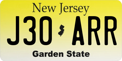 NJ license plate J30ARR
