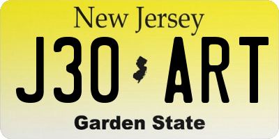 NJ license plate J30ART
