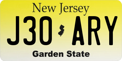 NJ license plate J30ARY