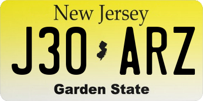 NJ license plate J30ARZ
