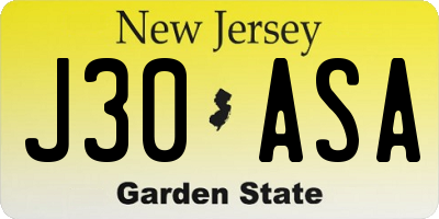 NJ license plate J30ASA