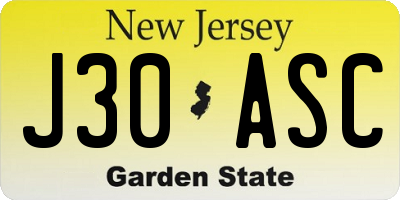 NJ license plate J30ASC