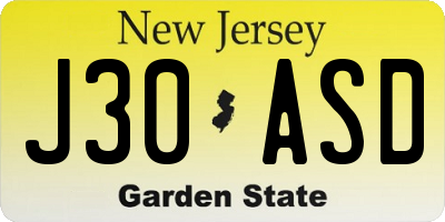 NJ license plate J30ASD