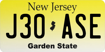 NJ license plate J30ASE