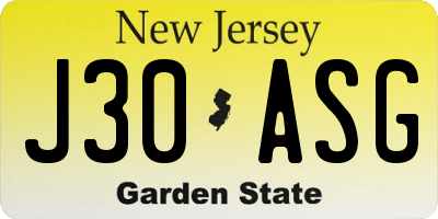 NJ license plate J30ASG