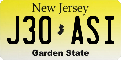 NJ license plate J30ASI