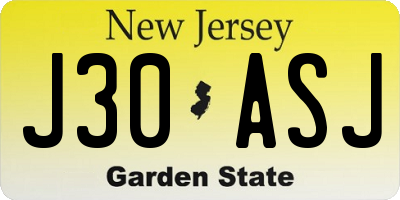 NJ license plate J30ASJ