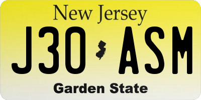NJ license plate J30ASM