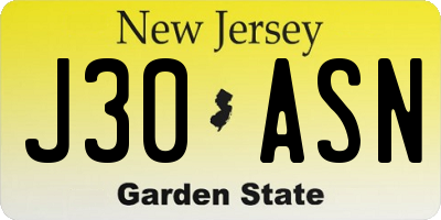 NJ license plate J30ASN