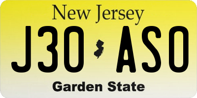 NJ license plate J30ASO