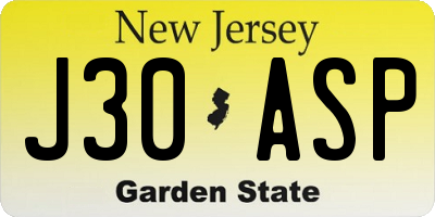 NJ license plate J30ASP