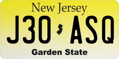 NJ license plate J30ASQ