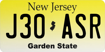 NJ license plate J30ASR