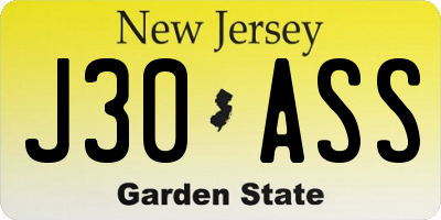NJ license plate J30ASS