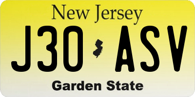 NJ license plate J30ASV