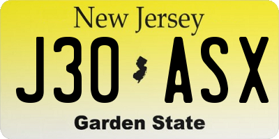 NJ license plate J30ASX