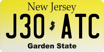 NJ license plate J30ATC