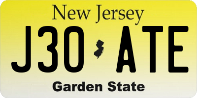 NJ license plate J30ATE