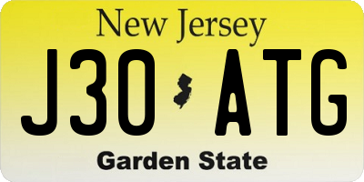 NJ license plate J30ATG