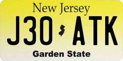 NJ license plate J30ATK