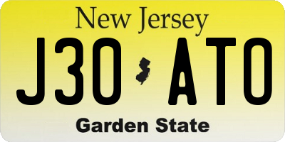 NJ license plate J30ATO