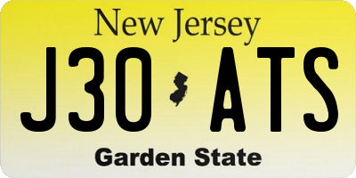 NJ license plate J30ATS