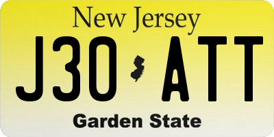 NJ license plate J30ATT