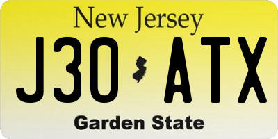 NJ license plate J30ATX