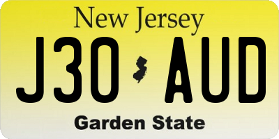 NJ license plate J30AUD