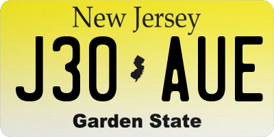 NJ license plate J30AUE